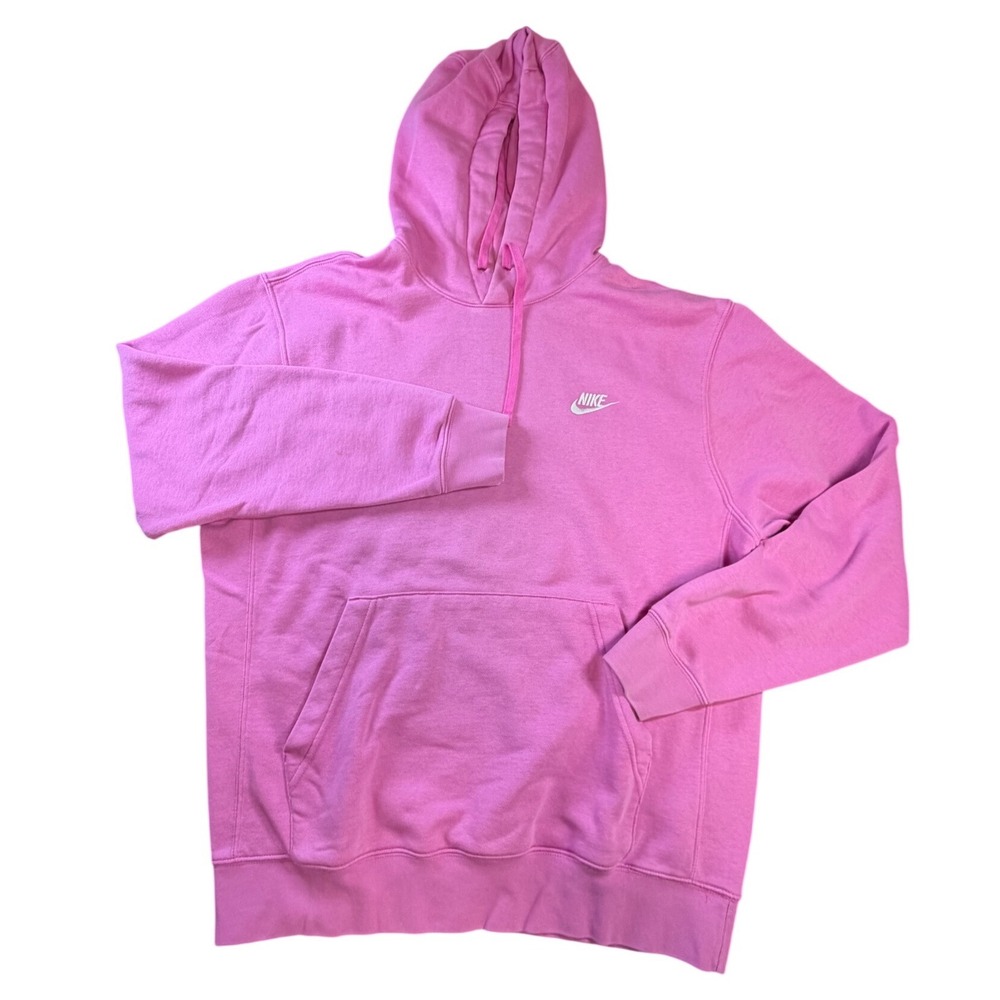 Nike Sportswear Club Fleece Hoodie Mens Medium Pink Pullover BV2654-615 K3